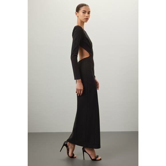 NICHOLAS Women's Black Open Back Cutout Stretch-Knit Zaire Maxi Dress Size - Picture 3 of 15